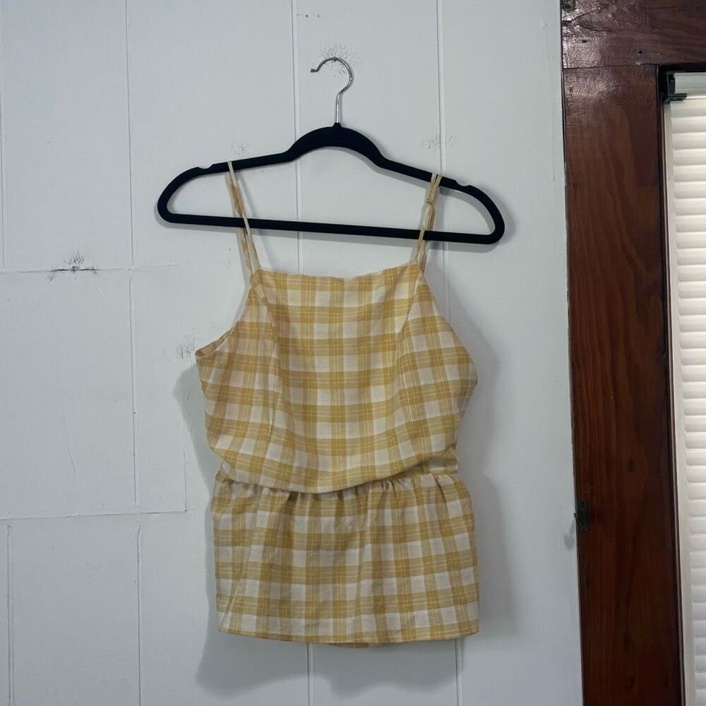 Papermoon Yellow Plaid Babydoll Tank Large
